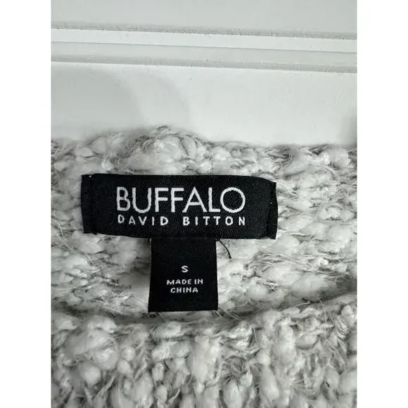 Chunky Knit Sweater White Gray Women's Small Buffalo David Bitton - Picture 2 of 5